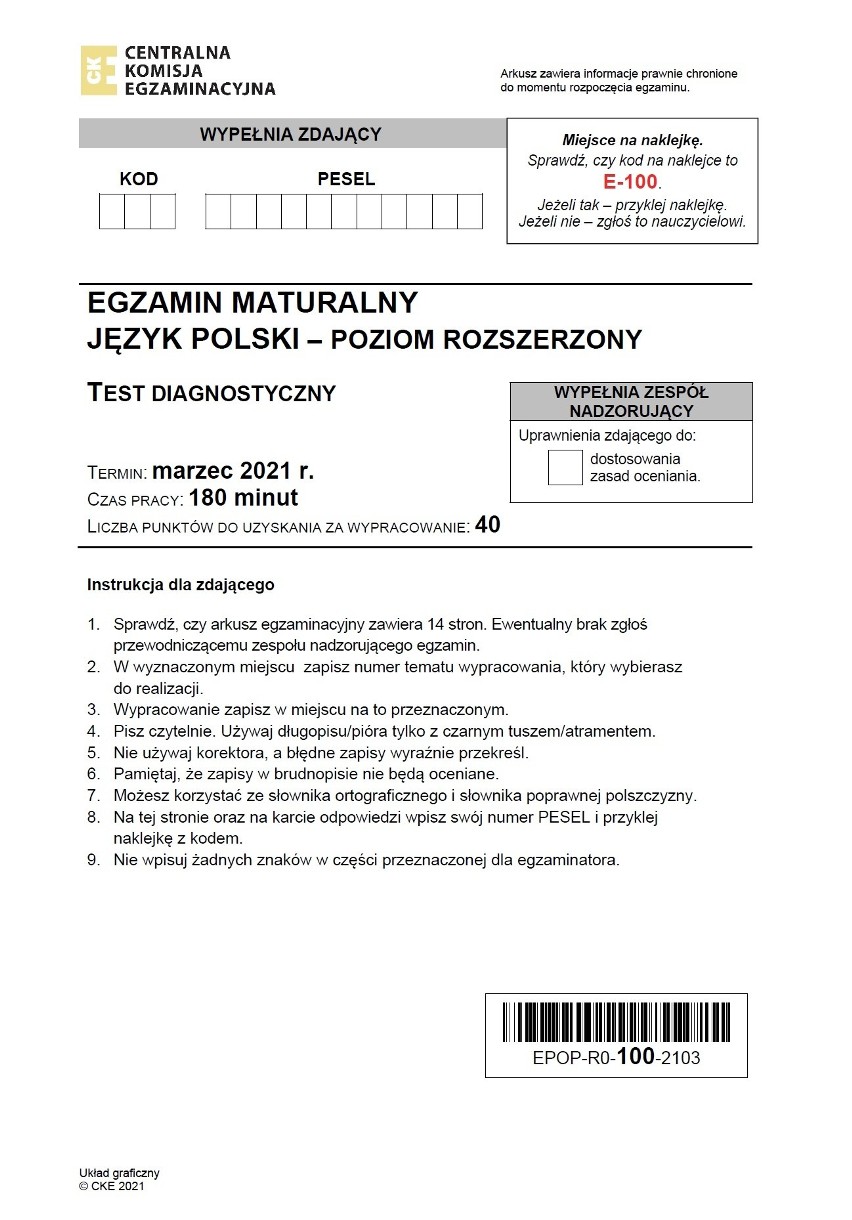 Matura próbna 2021: język polski poziom rozszerzony. ARKUSZ CKE + TEMATY. Czy egzamin sprawi trudność przyszłym maturzystom?