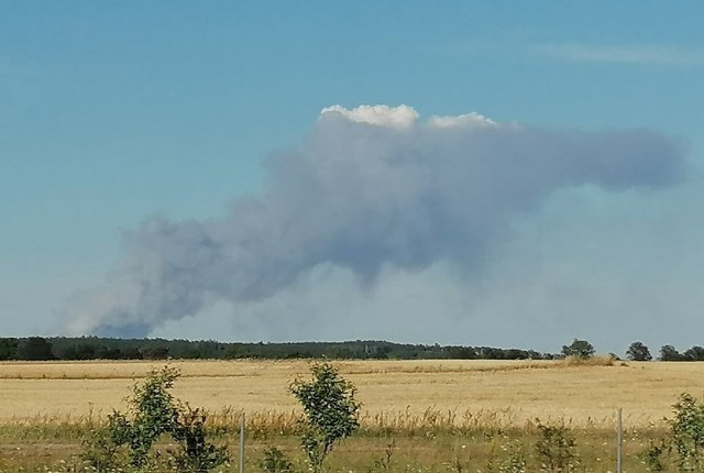 Pożar jest widoczny m.in. na trasie Świebodzin - Sulechów