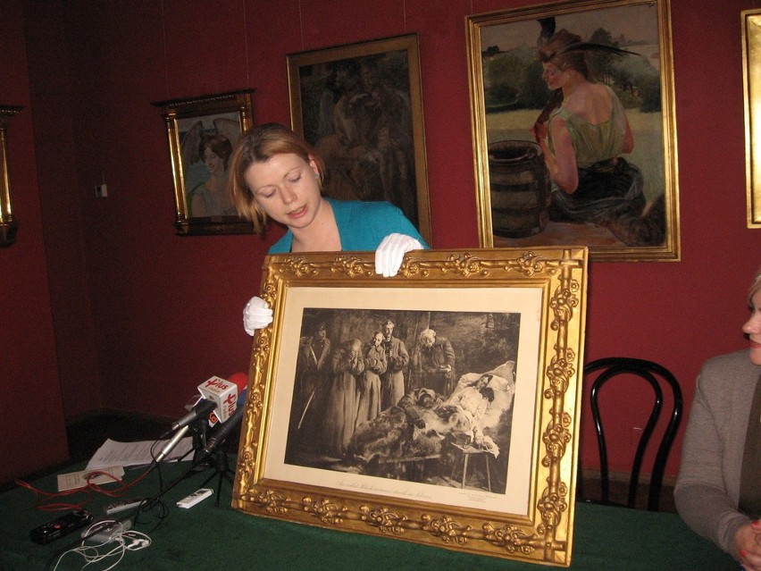 Fotograwiorę obrazu -„Śmierć wygnanki”  1882 namalowanego w...