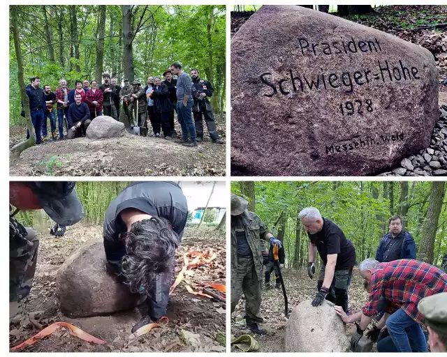 Monument Adolfa Schwiegera, który przekazał dotację na dawną infrastrukturę turystyczną okolic Szczecina stoi ponownie – jest zabezpieczony przed obrastaniem przez mech, posiada odmalowaną inskrypcję