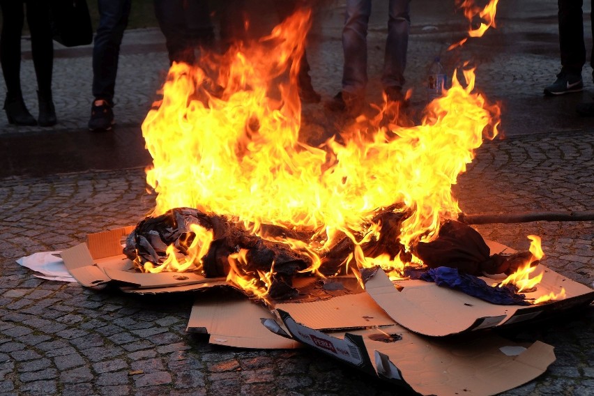 Młodzież Wszechpolska w Białymstoku spaliła kukłę kanclerz...