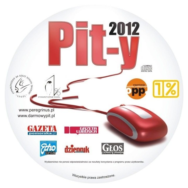Płyta PIT-y 2012 z programem do wypełniania PIT-ów za 2012 rok już w czwartek, 24 stycznia w prezencie z "Gazetą Lubuską"