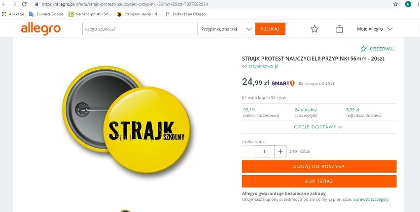 "Strajk szkolny" - to tylko jedna jedna z wielu przypinek do...