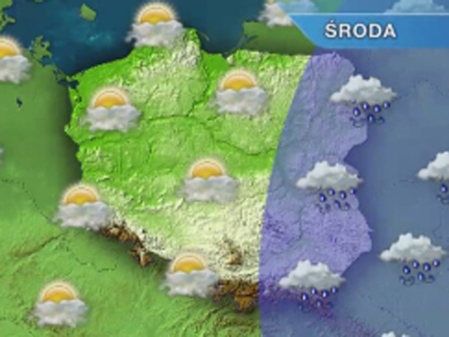 W dzień na południowym zachodzie i w centrum kraju zachmurzenie przeważnie umiarkowane. Na pozostałym obszarze zachmurzenie duże i miejscami przelotne opady deszczu, zwłaszcza na wschodzie kraju.