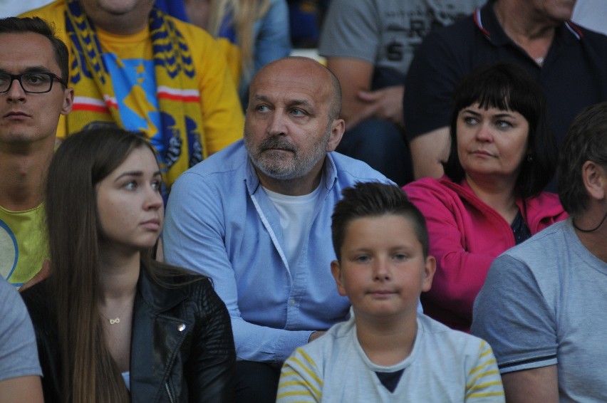 Kazimierz Marcinkiewicz na trybunach stadionu im. Edwarda...