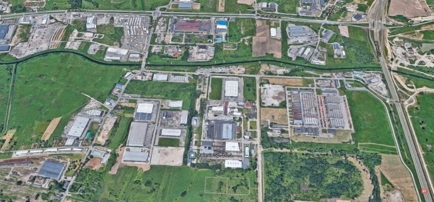 Obecnie teren Rybitw usiany jest budynkami przemysłowymi i...