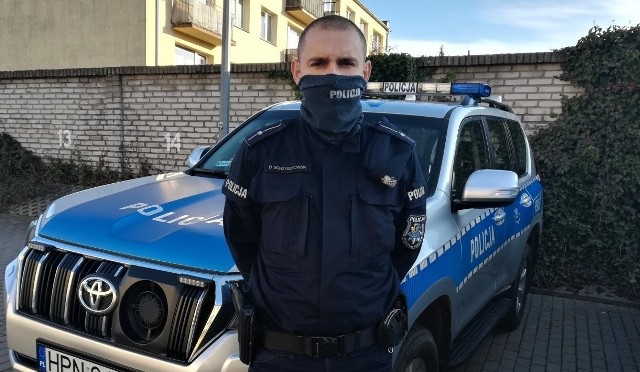 Młodszy aspirant Dawid Borzyszkowski udowodnił, że policjantem jest się przez całą dobę.
