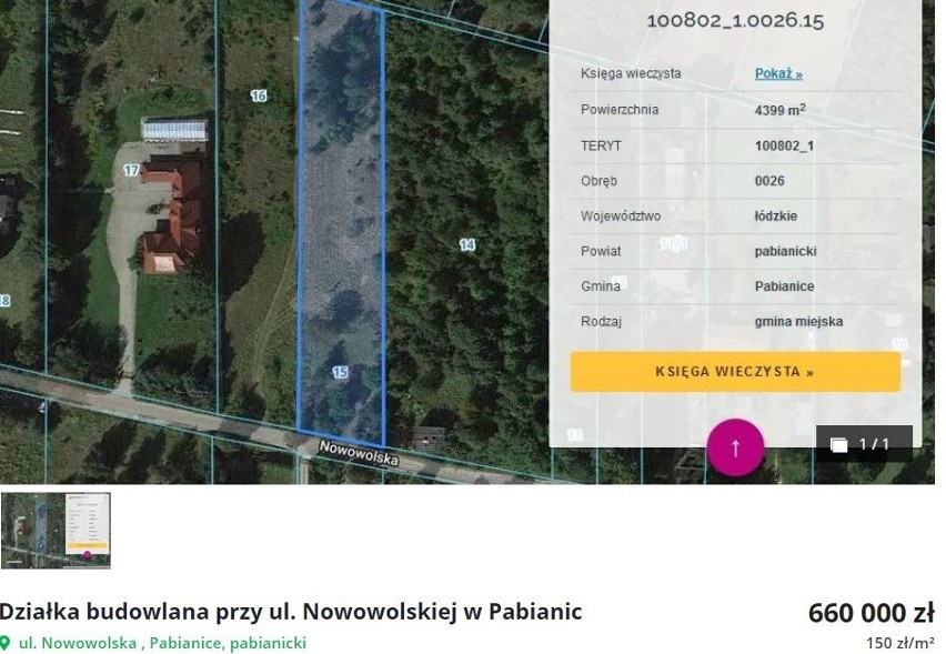 Działka budowlana przy ul. Nowowolskiej w Pabianicach...