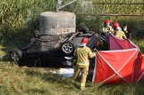 Wypadek na obwodnicy Śremu - samochód spadł z nasypu drogi. Kierowca zginął na miejscu