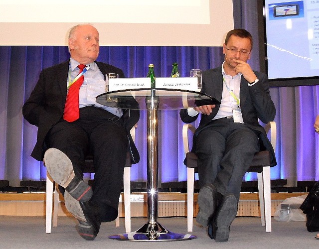 Wybitni ekonomiści: prof. dr Georg Milbradt z RFN (z lewej) i Janusz Jankowiak z Polski są zgodni, że nasze kraje mogą wspólnie wpływać na europejską politykę gospodarczą