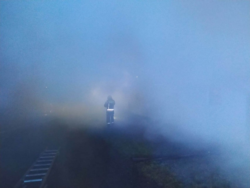 Pożar hali w Zemborzycach Tereszyńskich. Wstępnie straty oszacowano na 600 tysięcy