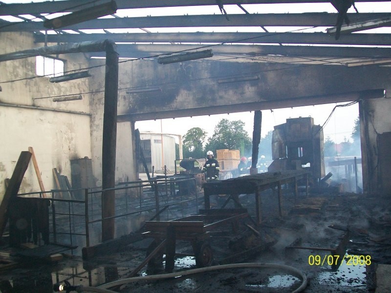 Pożar tartaku w Rogowie