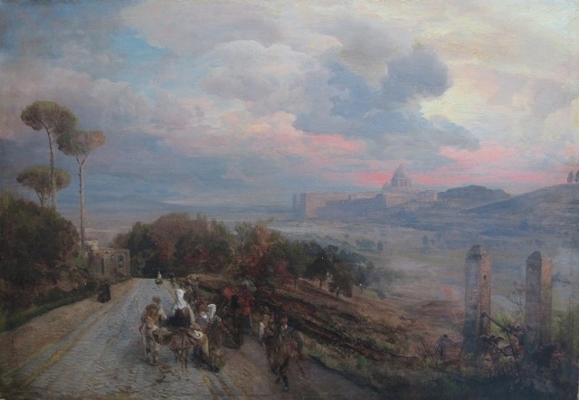 Obraz Oswalda Achenbacha Via Cassia koło Rzymu z 1878 r.