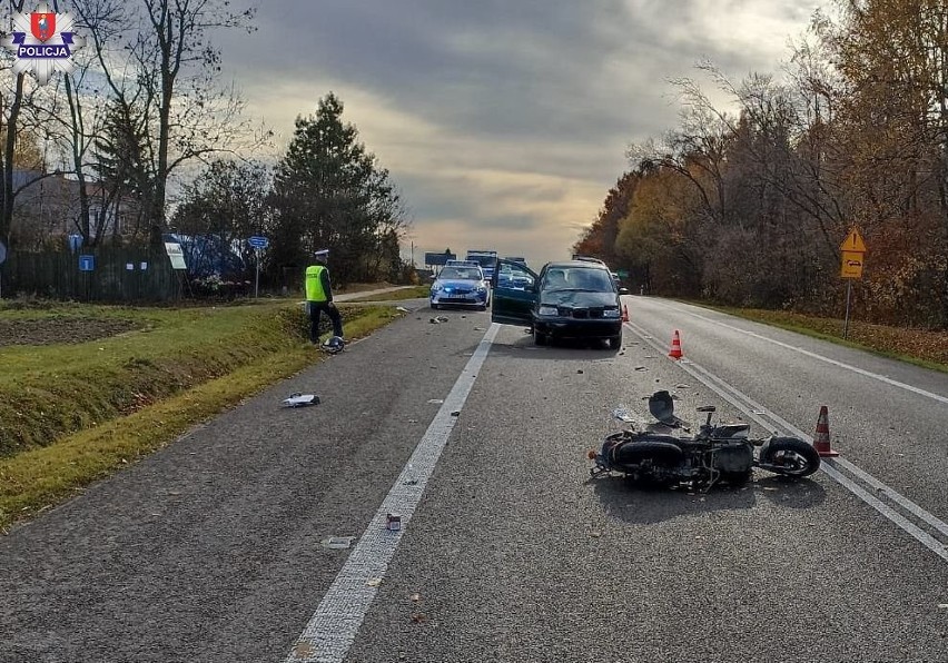 Wypadek w miejscowości Krasne (powiat zamojski). Kierująca skuterem 52-latka trafiła do szpitala