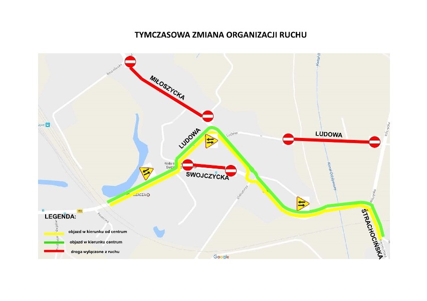 Tymczasowy objazd, wyznaczony do odwołania