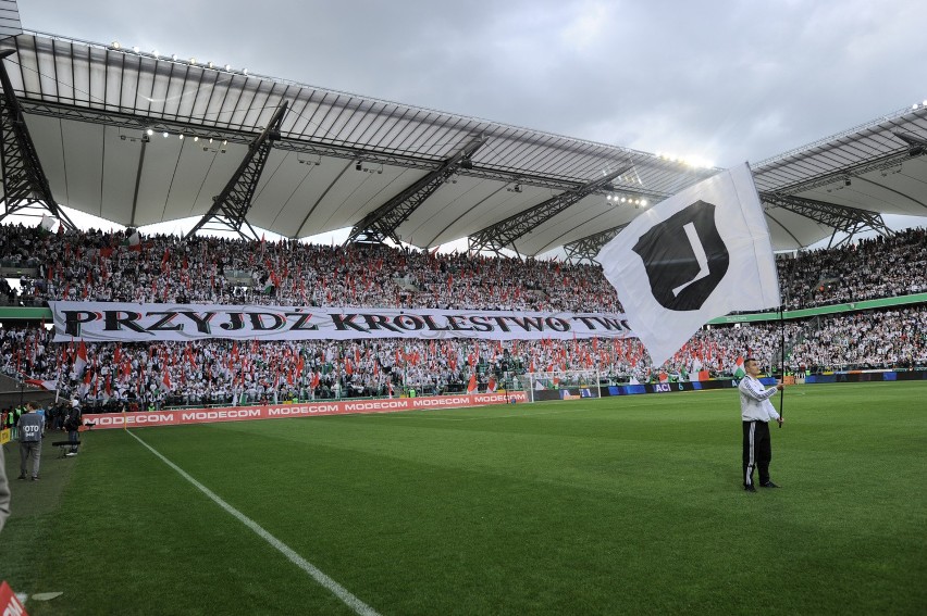 Kibice na meczu Legia - Pogoń