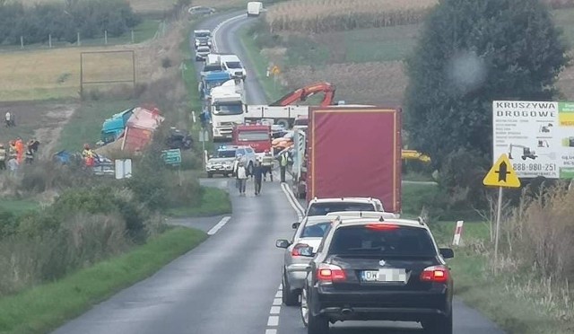 Wypadek na drodze Trzebnica - Wrocław 8.10.2020