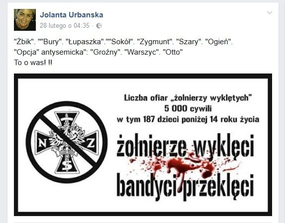 print screen wpisu Jolanty Urbańskiej