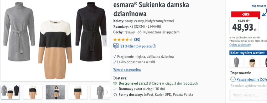 Sukienka damska dzianinowa w trzech wzorach, cena 48,93...