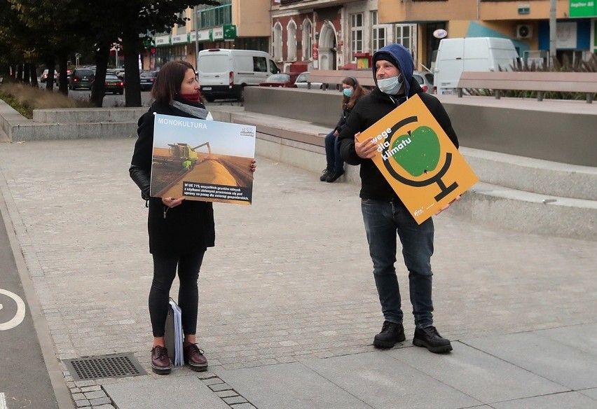 Protest w Szczecinie: Wege dla klimatu. Aktywiści zwracają uwagę na skutki przemysłowej hodowli zwierząt