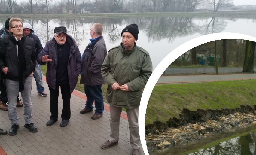 Brzegi Rybaczówki obsunęły się pod naporem wody - gmina zarzuca wędkarzom z PZW w Strzelcach Opolskich, że zbyt szybko napełnili staw