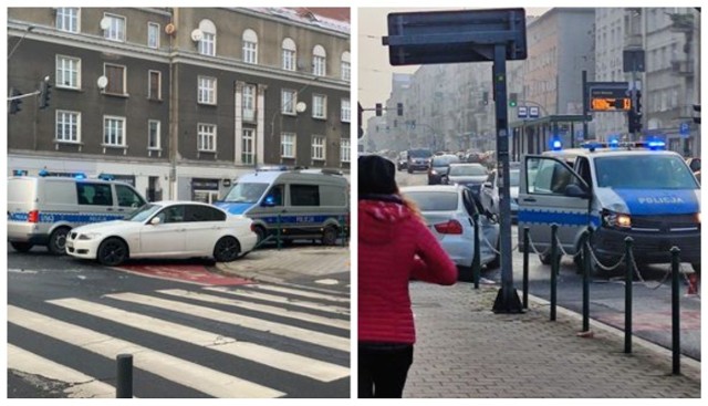 Dwóch policjantów zostało zabranych do szpitala.