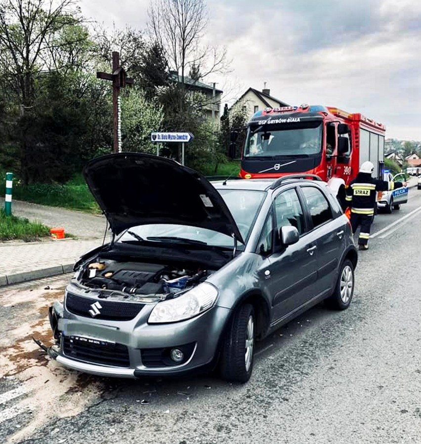 Wypadek w Grybowie zablokował drogę nr 981 łączącą Krynicę-Zdrój z Tarnowem