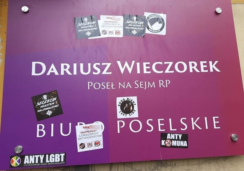 Szczecin: Nacjonalistyczne i pogardliwe napisy pojawiły się na drzwiach biura posła Dariusza Wieczorka