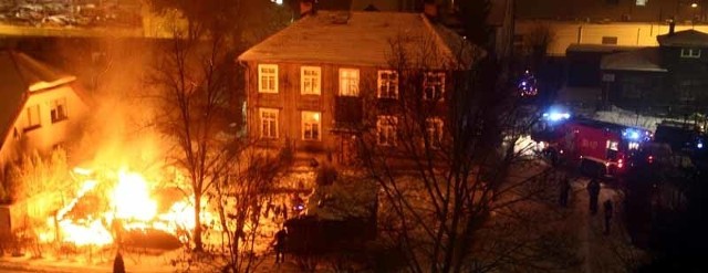 Pożar przy ul. Augustowskiej w pobliżu Galerii Białej