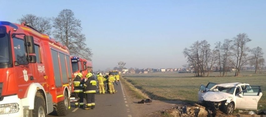 Wypadek na lokalnej drodze w Pisarzowicach pod Krapkowicami. Jedna osoba nie żyje, dwie są ranne