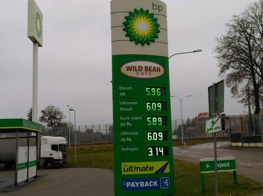 BP, ul. Gajowa
Disel - 5,96 zł
PB 95 - 5,89 zł
LPG - 3,14 zł