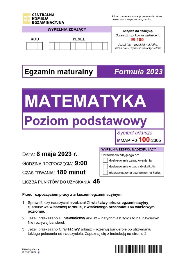 MATEMATYKA Matura 2023 podstawowa: arkusz CKE, odpowiedzi z matematyki,  rozwiązania. "Spodziewałam się, że matma będzie łatwa" 9.05.23 | Gazeta  Krakowska