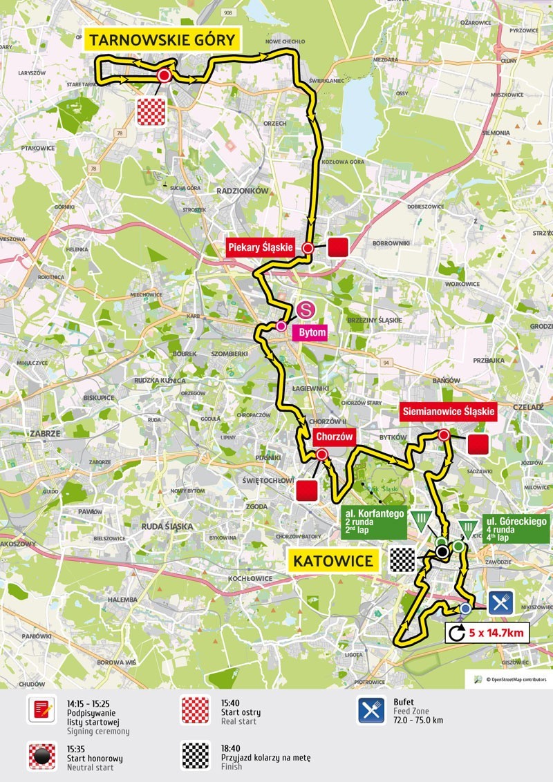 Tour de Pologne
Trasa II Etapu Tarnowskie Góry - Katowice
