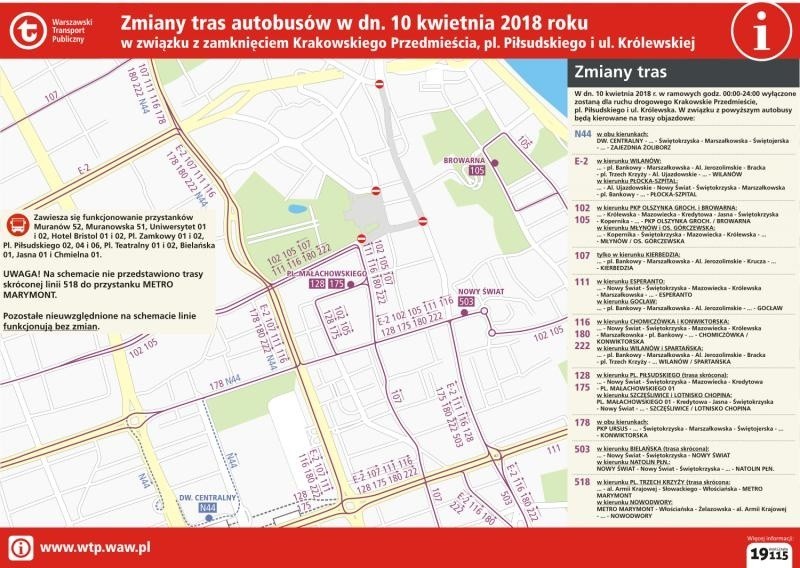 Rocznica katastrofy smoleńskiej [UTRUDNIENIA] Które ulice będą zamknięte 10 kwietnia w Warszawie? Rocznica katastrofy smoleńskiej [PROGRAM]