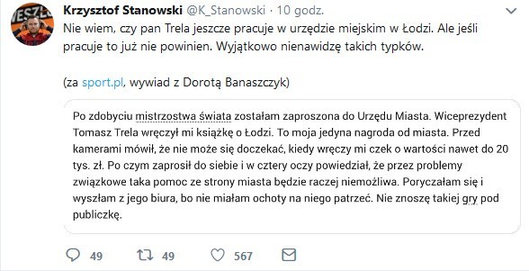 Dorota Banaszczyk, mistrzyni świata w karate, o wiceprezydencie Łodzi: „Poryczałam się i wyszłam, bo nie miałam ochoty na niego patrzeć”