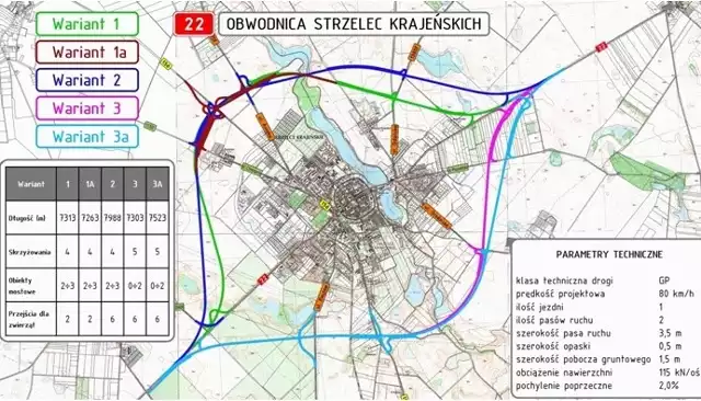 Najnowsze wieści: obwodnica Strzelec ma zostać wybudowana według nowego przebiegu, który na planie jest oznakowany na zielono