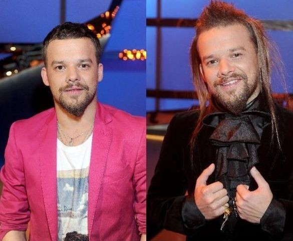 Michał Piróg w uczesaniu sprzed dwóch tygodni i we fryzurze z ostatniego odcinka programu "You Can Dance".