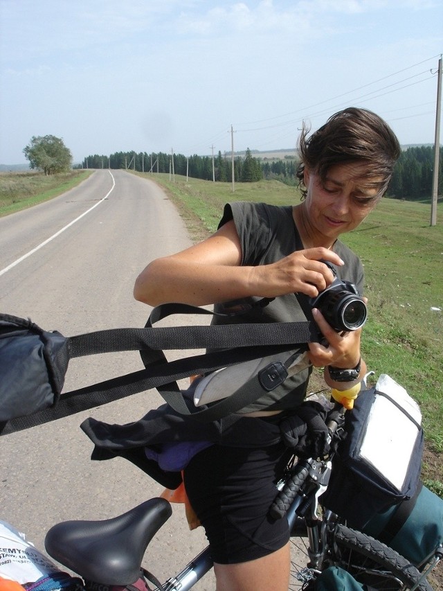 Agnieszka Martinka w swojej podróży rowerem na Ural przejeżdżała przez Białystok