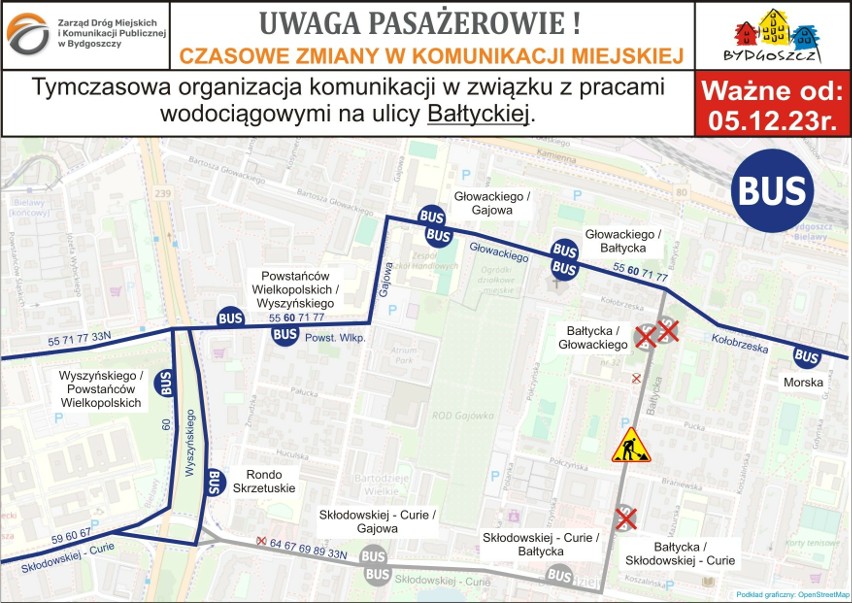 Uwaga pasażerowie - kolejne zmiany w kursowaniu komunikacji miejskiej w Bydgoszczy
