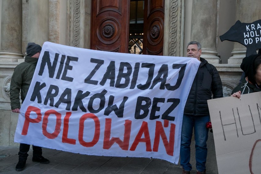 Protest przeciwko polowaniom na terenie Krakowa