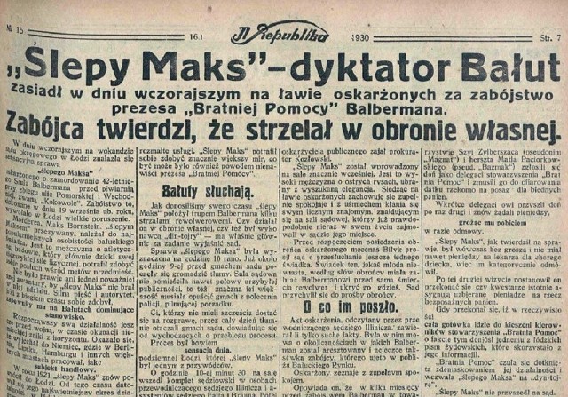18 maja 1960 zmarł Menachem Borsztajn, znany jako „Ślepy Maks”, król łódzkiego półświatka w przedwojennej Łodzi.