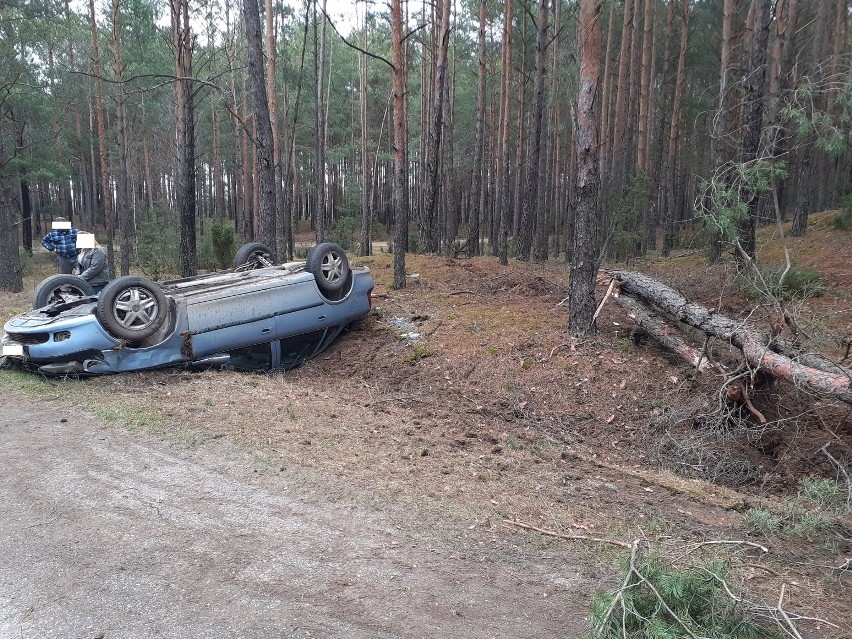 Wypadek w Nowym Bosewie. Samochód wypadł z drogi i uderzył w drzewo. Samochód dachował. 21.04.2022 Zdjęcia