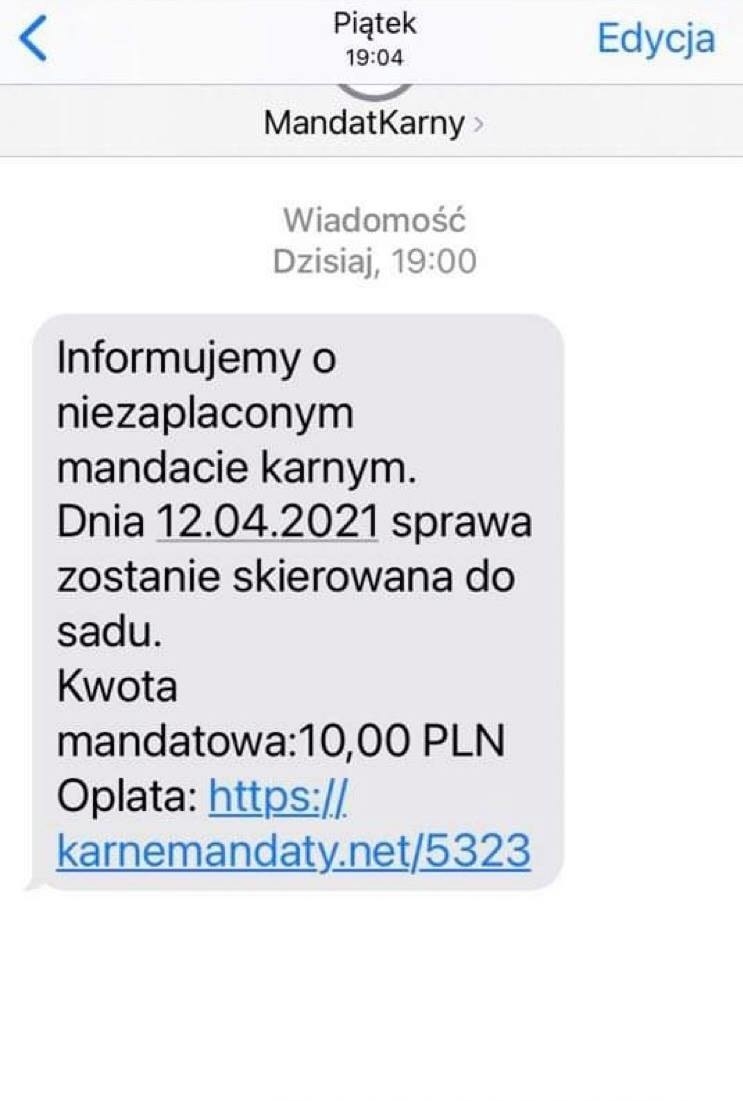 Oszuści wysyłają fałszywe SMS-y o nieopłaconym mandacie i...