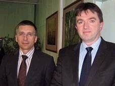 Maciej Owczarek, prezes Enei (z lewej) i Sławomir Mazurek, prezes KWK Konin: - Cieszymy się, że wojewoda lubuski jest za naszą inwestycją (fot. Stefan Cieśla)