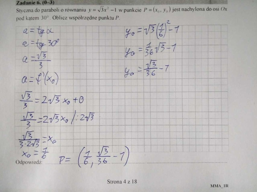 MATURA 2018 MATEMATYKA POZIOM ROZSZERZONY ODPOWIEDZI + SPRAWDZONE ARKUSZE CKE Zadania zamknięte 1-4 i otwarte z Matematyki 9.5.2018 