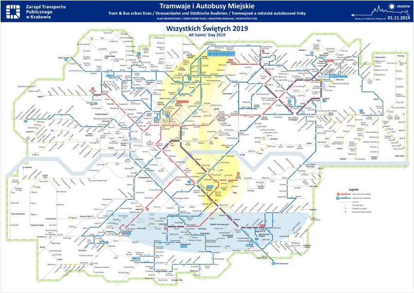 Wszystkich Świętych 2019. Komunikacja miejska w Krakowie. Zmiana rozkładów autobusów i tramwajów [MPK KRAKÓW]