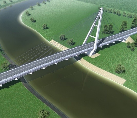 Tak prezentuje się jedna z trzech koncepcji mostu (ostateczny wybór nie został jeszcze dokonany). Nowa przeprawa będzie miała 200 m długości. Oprócz jezdni zbudowane zostaną tu także chodnik oraz ścieżka rowerowa.
