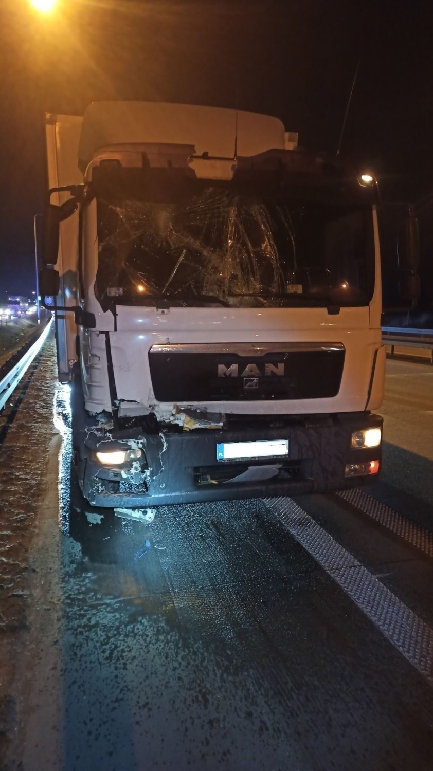Śmiertelny wypadek na S8 w Studziankach koło Piotrkowa Tryb.: Ciężarówka wjechała w kampera, nie żyje kobieta, dzieci ranne ZDJĘCIA