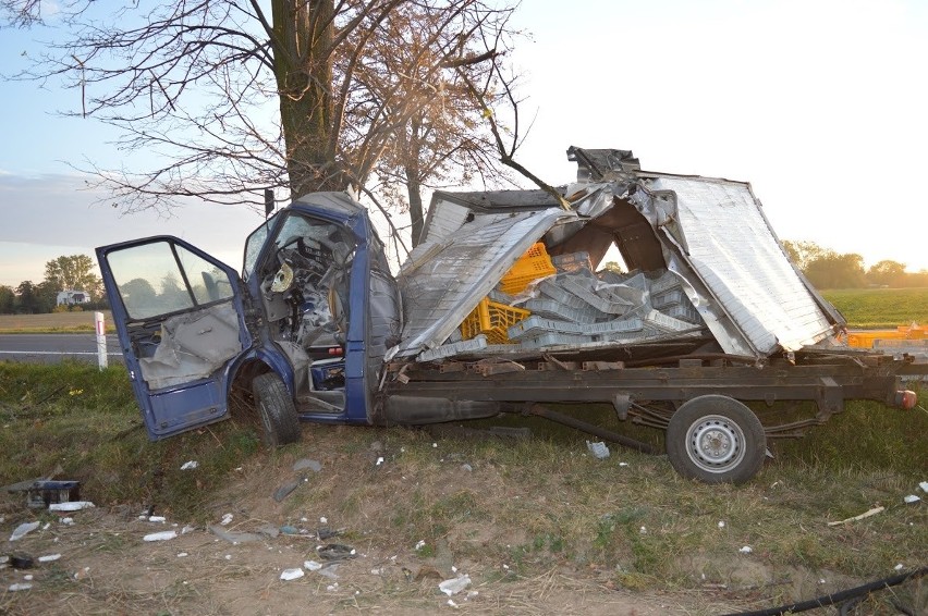 Zjechał z drogi i uderzył w drzewo. Wypadek w Nartach [zdjęcia, wideo]