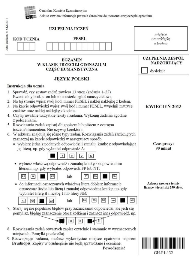 EGZAMIN GIMNAZJALNY 2014 z CKE j.polski, historia, wos [ARKUSZE, PYTANIA I  ODPOWIEDZI] | Dziennik Polski